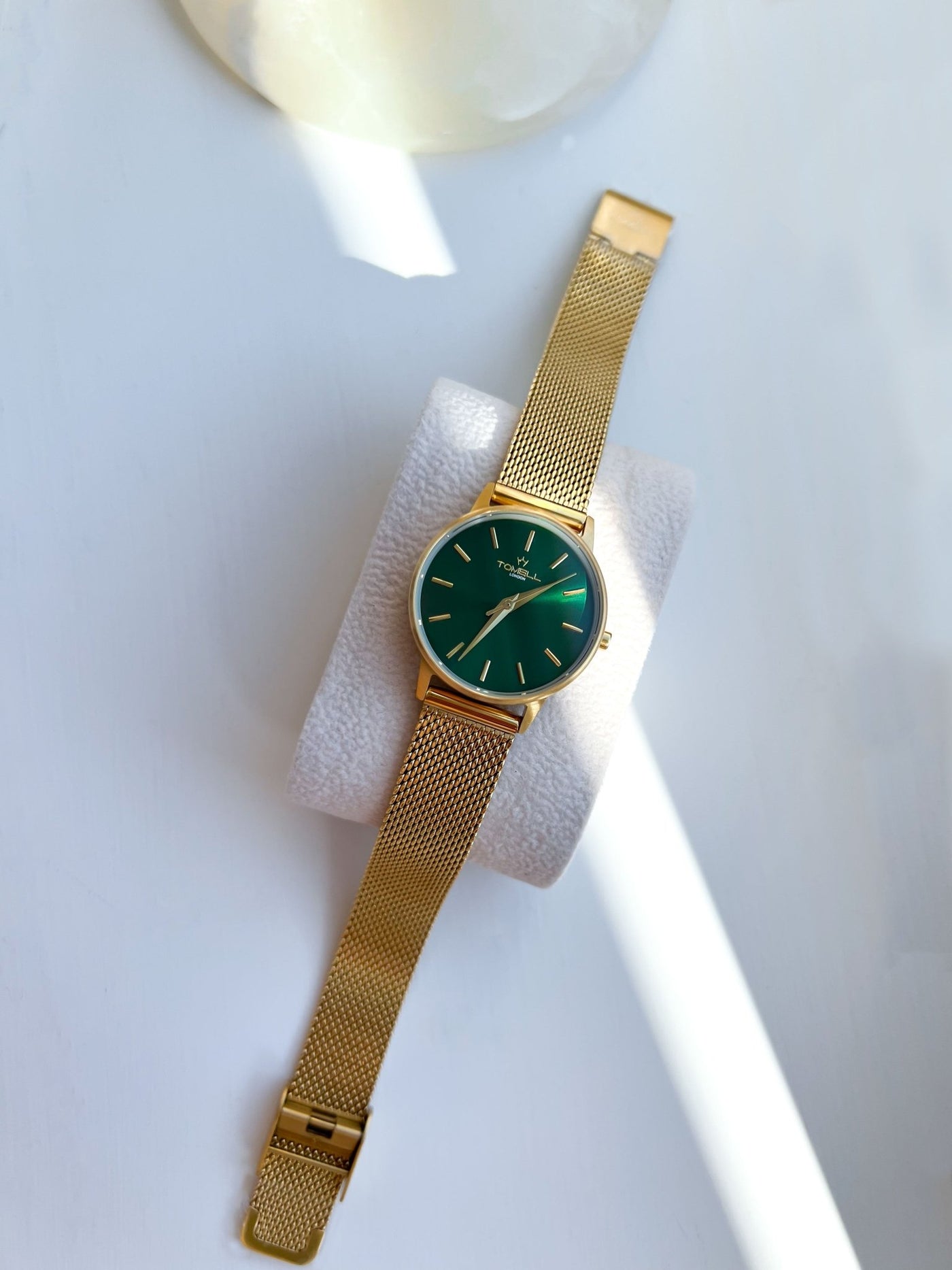 gold green face watch